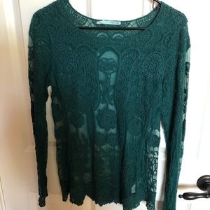 Emerald Lace Long Sleeve Blouse